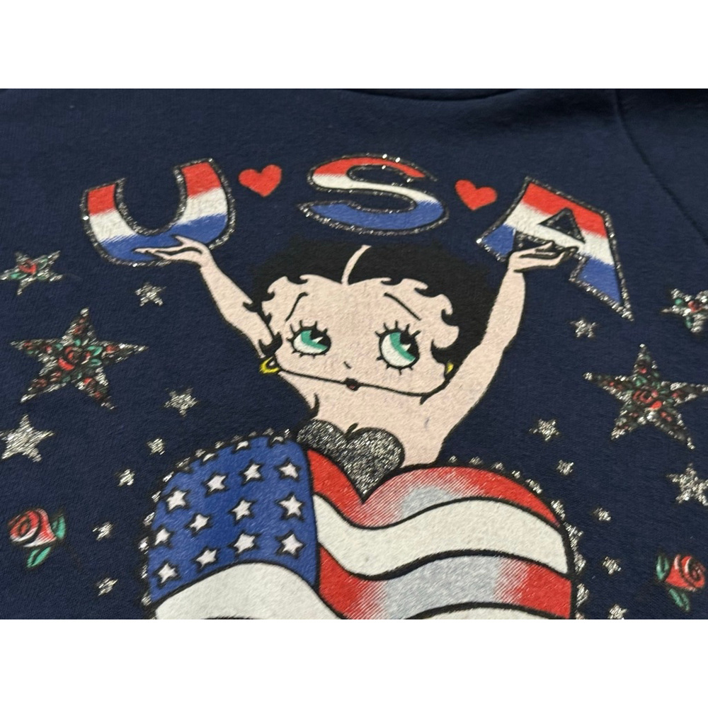 Vintage 95’ Betty Boop USA Fruit of the Loom Navy Hoodie Sz M​​ - Picture 8 of 10